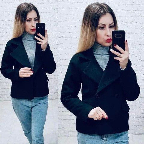 Пальто коротке, арт.826, синій 3765993s2 фото