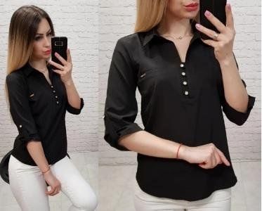 Блуза з ґудзиками на груді,арт. 828, чорний 828 фото