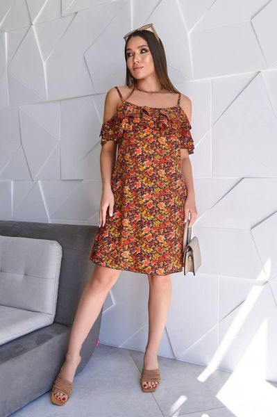 Сукня з відкритими плечами, арт. 102, фіолетова квітка 102 фото