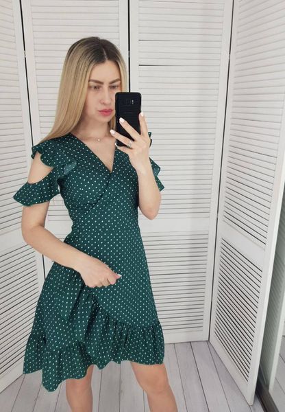 Платье с рюшами, арт. 484, бутылка в белый горох 484 фото