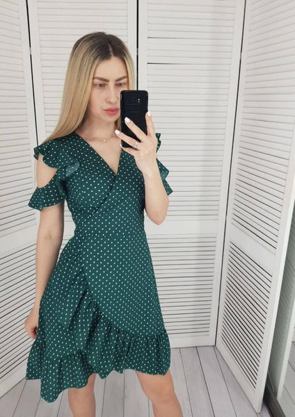 Платье с рюшами, арт. 484, бутылка в белый горох 484 фото